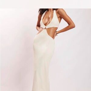 Meshki Cream Backless Dress